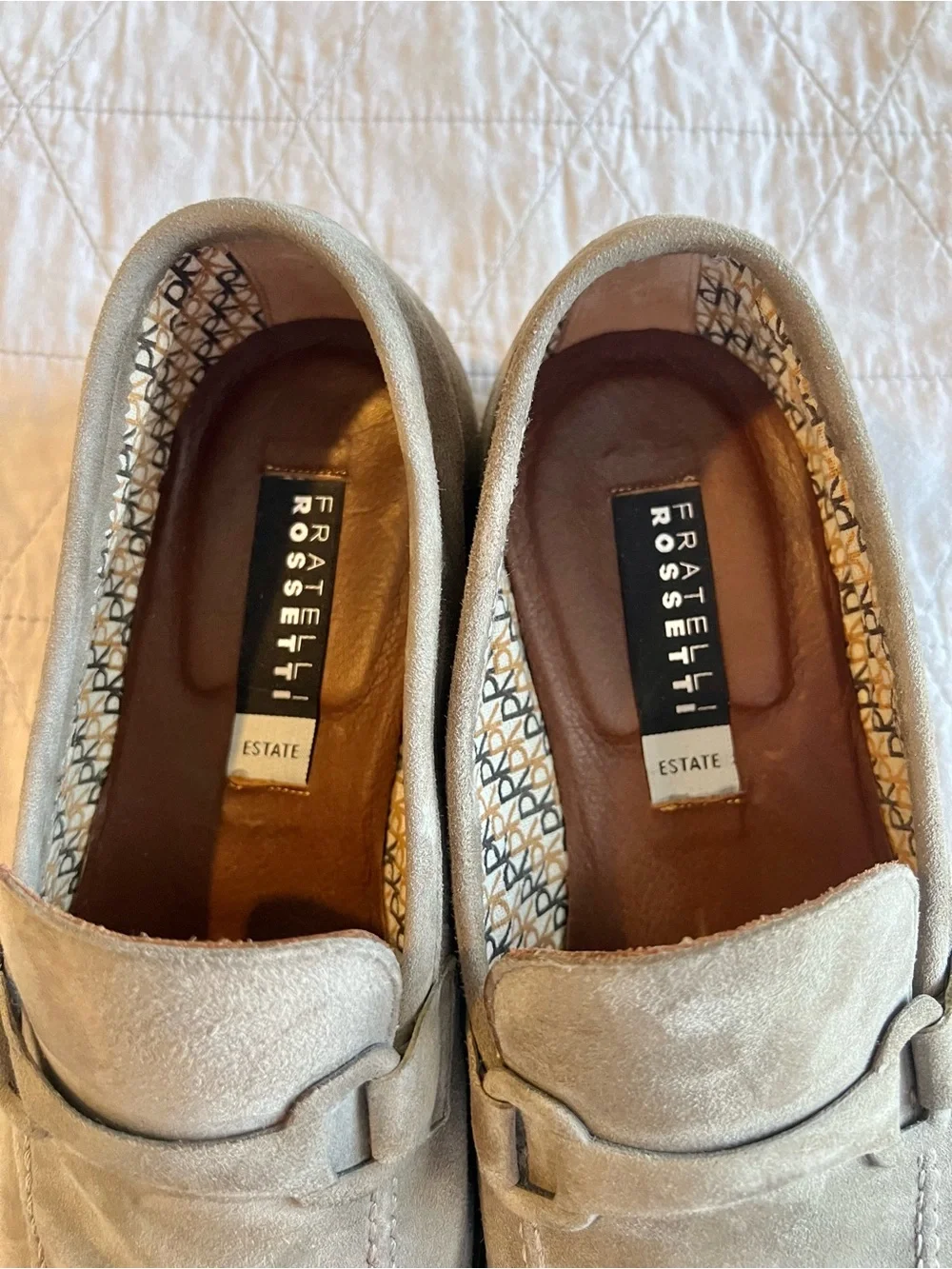 Fratelli Rossetti Estate Men 7 UK 8 US Taupe Suede Horsebit Loafers Shoes Italy